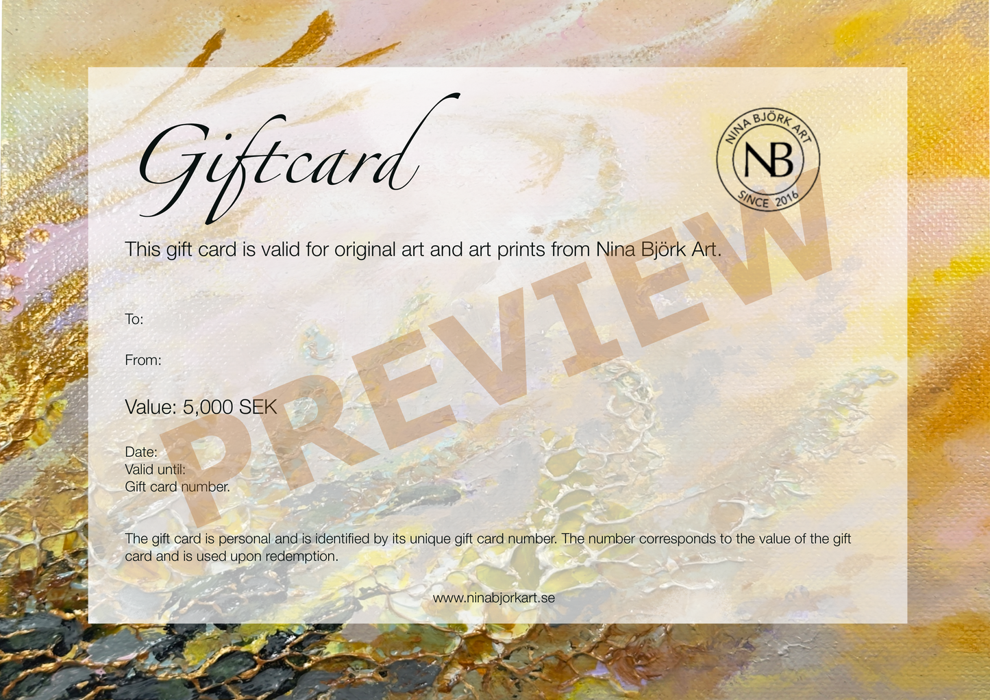 Giftcard Nina Björk Art