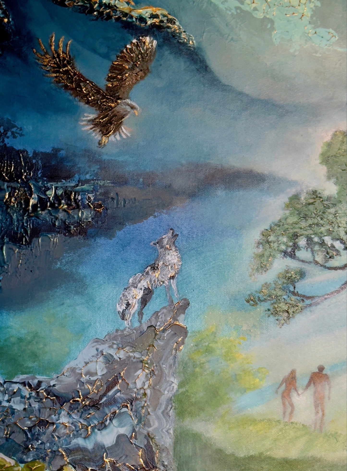 Wolf and eagle fine art print