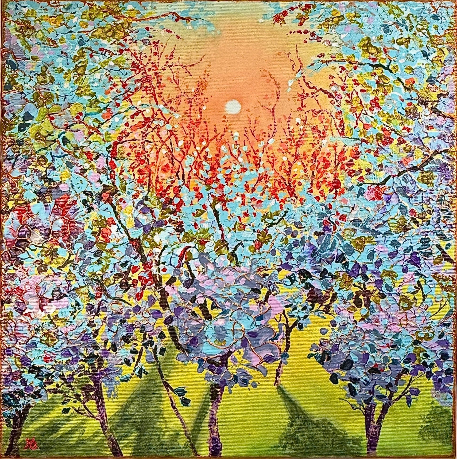 Originalverk ”Trädkronor”, 42 x 42 cm, konstnär Nina Björk.