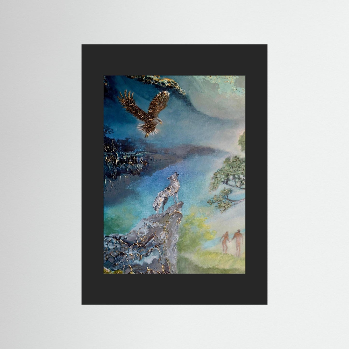 Wolf and eagle fine art print