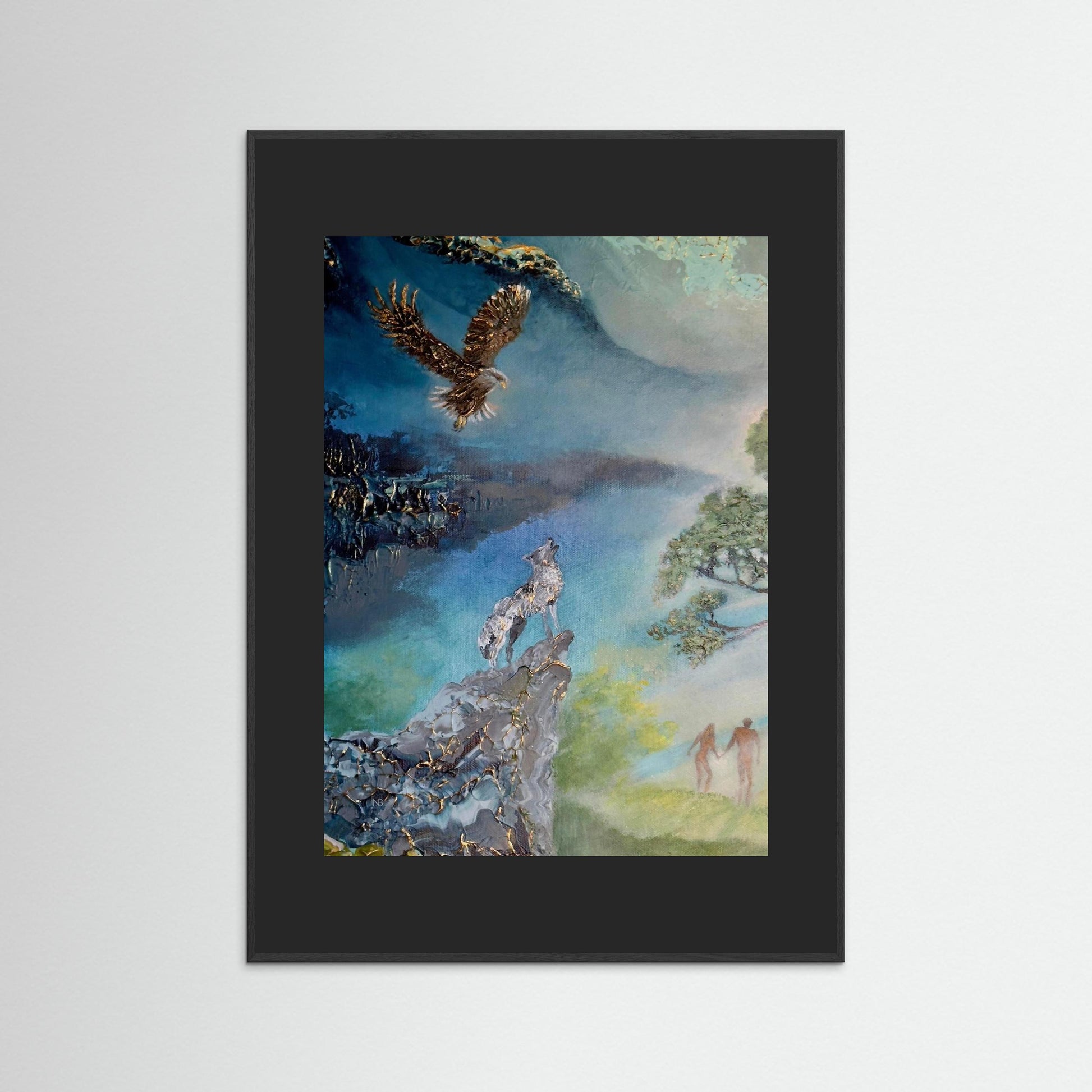 Wolf and eagle fine art print