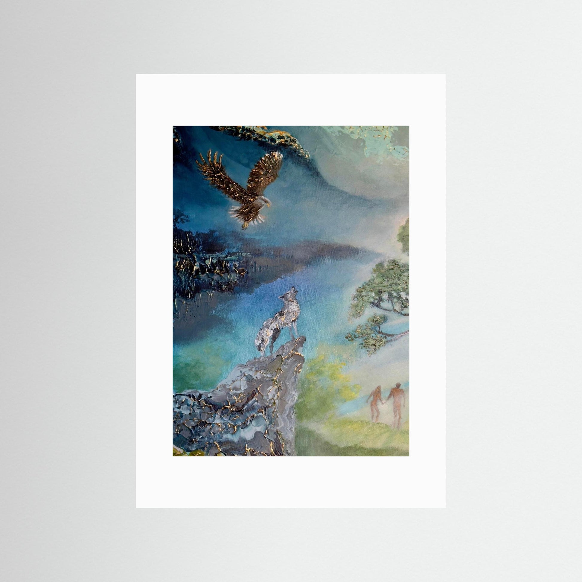 Wolf and eagle fine art print